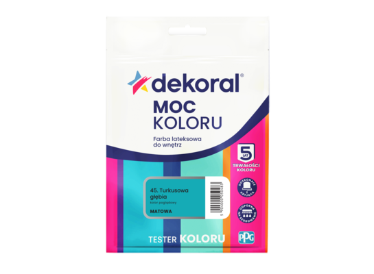 Farba lateksowa do wnętrz MOC KOLORU TESTER Turkusowa głębia 0,04 l Dekoral