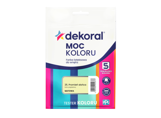 Farba lateksowa do wnętrz MOC KOLORU TESTER Promień słońca 0,04 l Dekoral