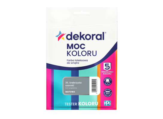 Farba lateksowa do wnętrz MOC KOLORU TESTER Srebrzysta szarość 0,04 l Dekoral