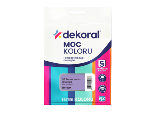 Farba lateksowa do wnętrz MOC KOLORU TESTER Prowansalska lawenda 0,04 l Dekoral