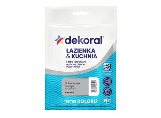 Farba lateksowa o podwyższonej odporności ŁAZIENKA & KUCHNIA TESTER Betonowa dżungla 0,03 l Dekoral