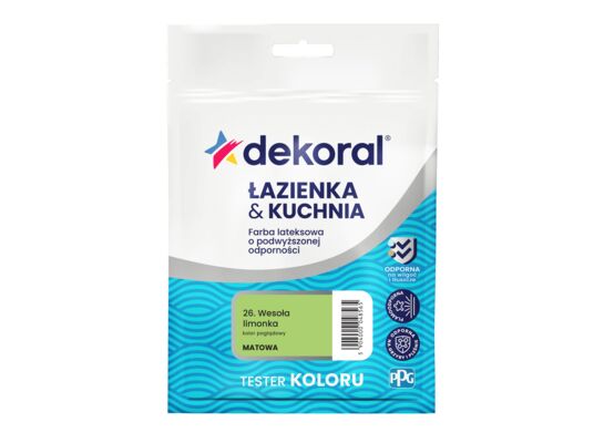 Farba lateksowa o podwyższonej odporności ŁAZIENKA & KUCHNIA TESTER Wesoła limonka 0,03 l Dekoral