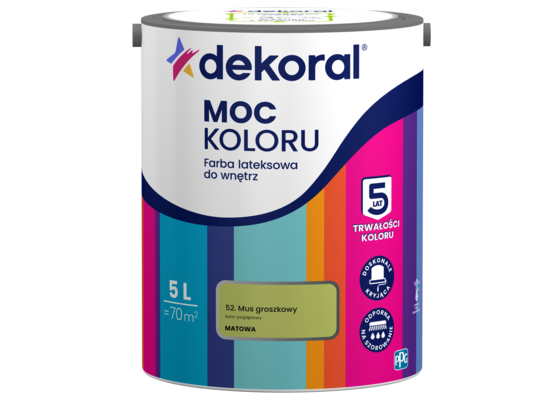 Farba lateksowa do wnętrz MOC KOLORU Mus groszkowy 5 l Dekoral