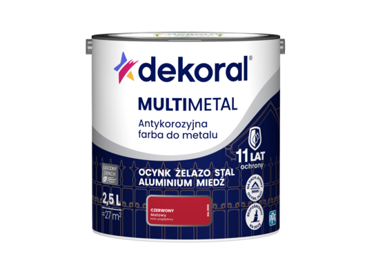 Farba antykorozyjna do metalu MULTIMETAL Czerwony 2,5 l Dekoral