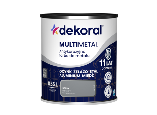 Farba antykorozyjna do metalu MULTIMETAL Szary 0,65 l Dekoral