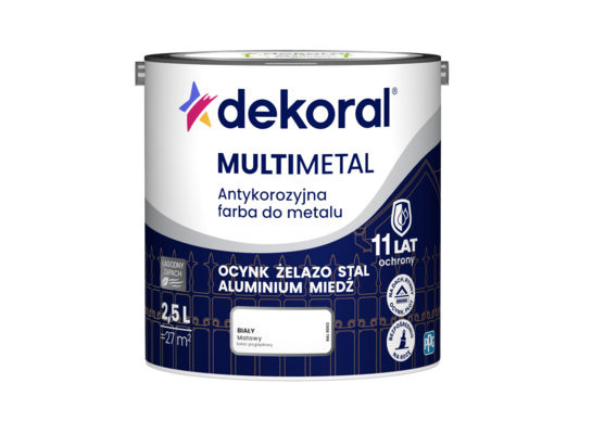 Farba antykorozyjna do metalu MULTIMETAL Biały 2,5 l Dekoral
