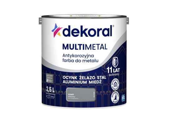 Farba antykorozyjna do metalu MULTIMETAL Szary 2,5 l Dekoral