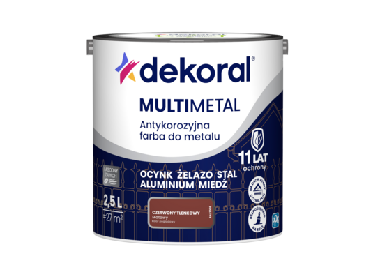 Farba antykorozyjna do metalu MULTIMETAL Czerwony tlenkowy 2,5 l Dekoral