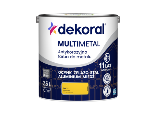 Farba antykorozyjna do metalu MULTIMETAL Żółty 2,5 l Dekoral