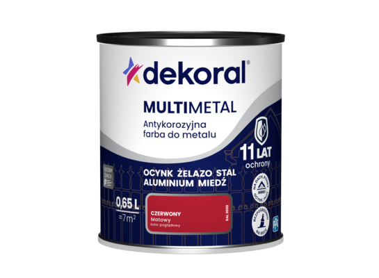 Farba antykorozyjna do metalu MULTIMETAL Czerwony 0,65 l Dekoral