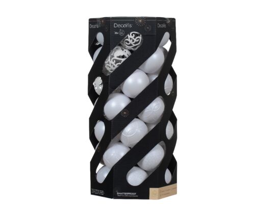 Bombka plastikowa 6 cm 35 sztuk biały