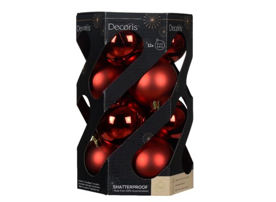 Bombka plastikowa 6 cm 12 sztuk czerwony