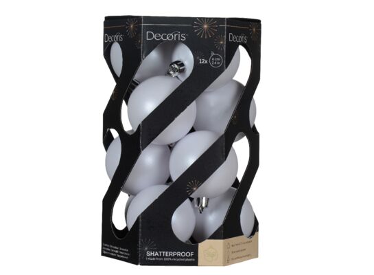 Bombka plastikowa 6 cm 12 sztuk biały