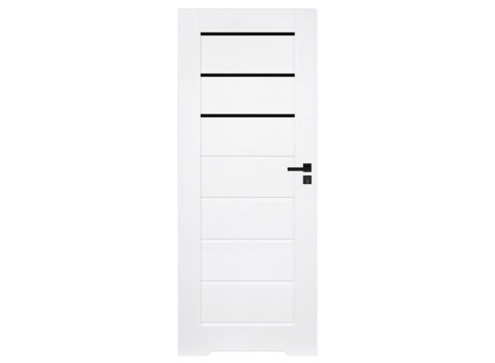 Drzwi PRIM czarna szyba podcięcie 80L białe