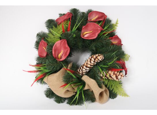 Wianek dekorowany kalia czerwony