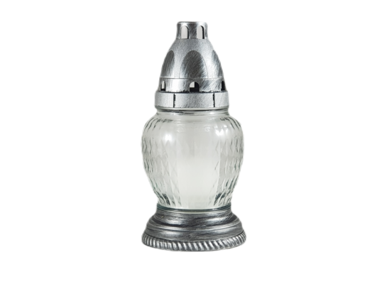 Znicz szklany 18 cm srebrny