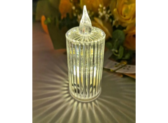 Transparentna kryształowa świeca LED 7,8 cm