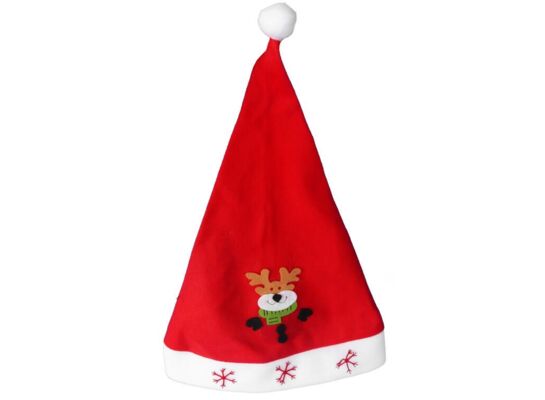 Czapka z wypukłą dekoracją renifer 28 x 40 cm biało-czerwony