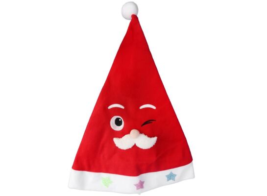 Czapka z wypukłą dekoracją wąsy 28 x 40 cm biało-czerwony