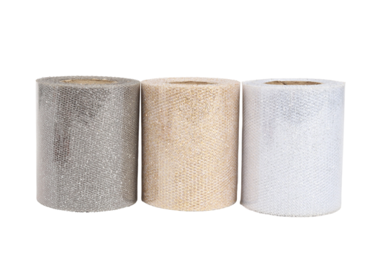 Organza dekoracyjna z brokatem 8 x 1000 cm złoty / czerwony / srebrny / szary