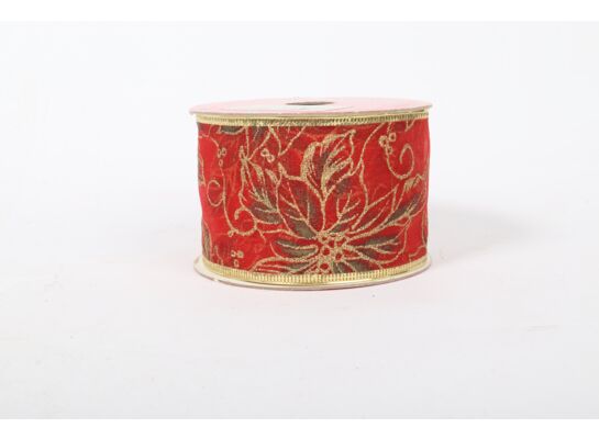 Wstążka dekorowana kwiaty 6,5 x 1000 cm