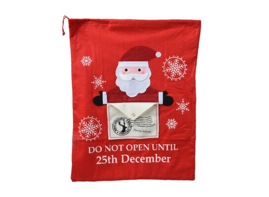 Worek na prezenty z Świętym Mikołajem 65 x 50 cm czerwony