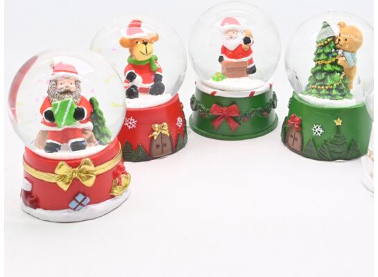 Kula śnieżna szklana 6 cm mix wzorów czerwony / zielony