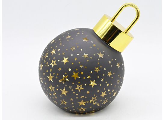 Bombka szklana LED w gwiazdki i kropki 12 cm czarno-złoty