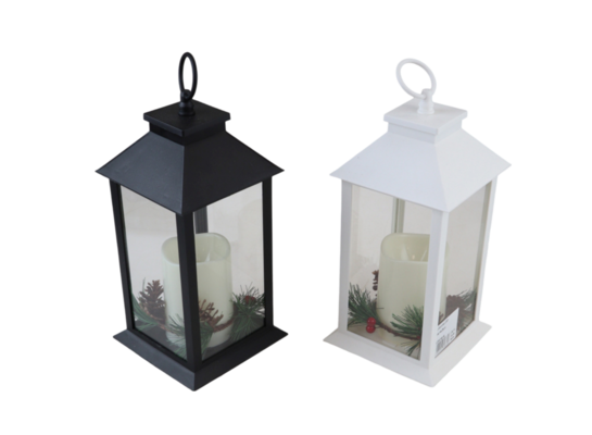 Latarenka LED z gałązką 14 x 28 cm biały / czarny