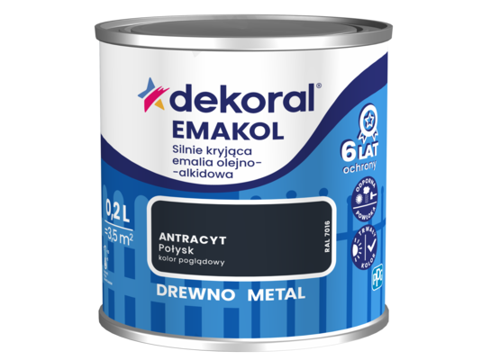 Emalia olejno-alkidowa EMAKOL Antracyt matowy 0,2 l Dekoral