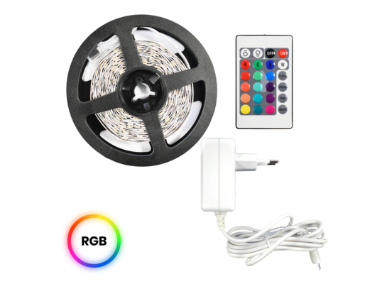 Zestaw LED RGB 5 m IP54 sterownik + pilot