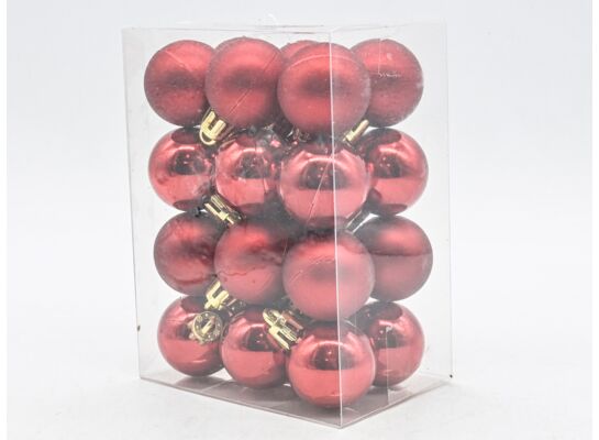Bombka plastikowa 3 cm 24 sztuki czerwony