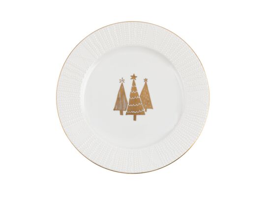 Talerz płytki reliefowany złote choinki 27,5 cm