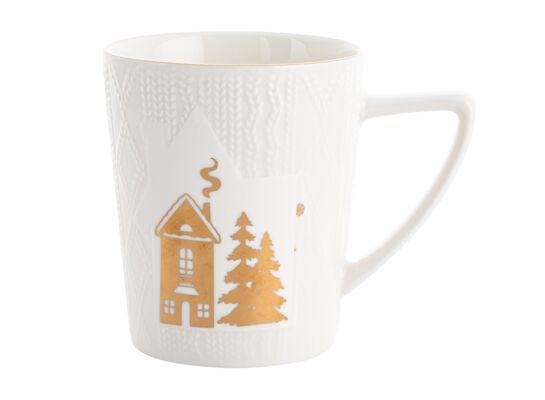 Kubek reliefowany złoty domek 380 ml