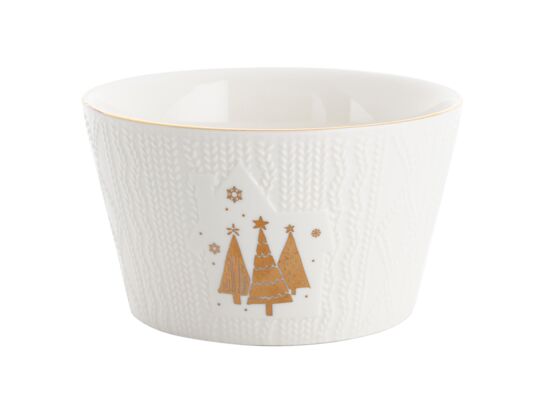 Salaterka reliefowana złote choinki 12,8 cm