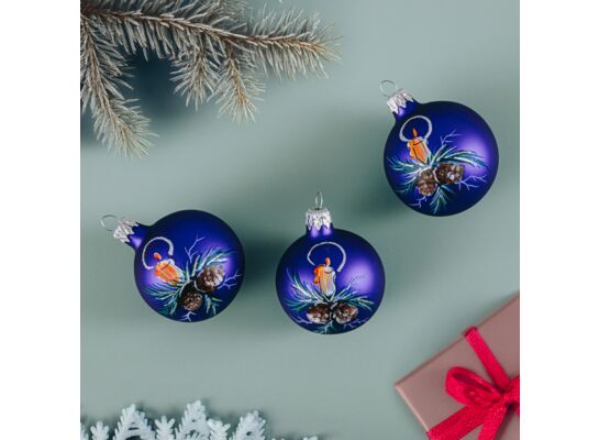 Bombka szklana stroik 6 cm 5 sztuk niebieski