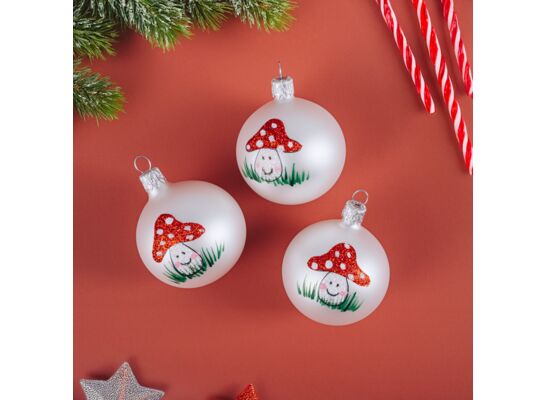 Bombka szklana muchomorek 6 cm 5 sztuk