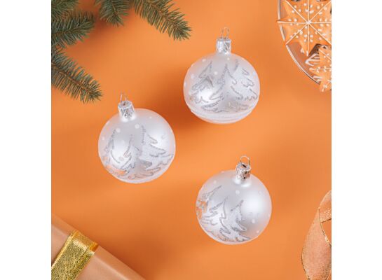 Bombka szklana w choinki  6 cm 5 sztuk biało-srebrny