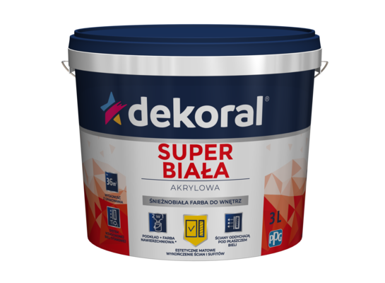 Farba do wnętrz SUPER BIAŁA Śnieżnobiała 3 l Dekoral
