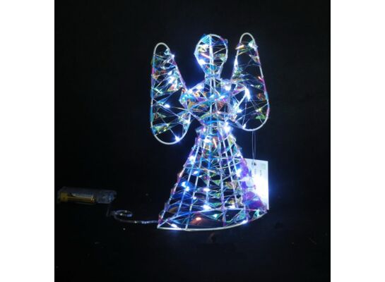 Anioł z rozłożonymi skrzydłami 35 LED zimny biały 25 cm