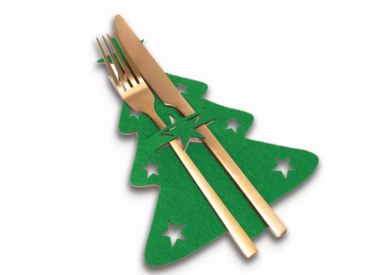 Zestaw 4 podkładek na sztućce choinki zielony