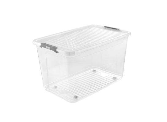 Pojemnik Leo clipbox na kółkach 56 l transparentny