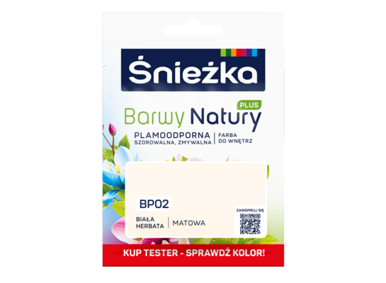 Farba lateksowa Barwy Natury PLUS TESTER biała herbata BP02 25 ml Śnieżka