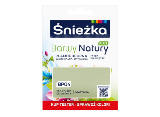 Farba lateksowa Barwy Natury PLUS TESTER klasyczny oliwkowy BP04 25 ml Śnieżka