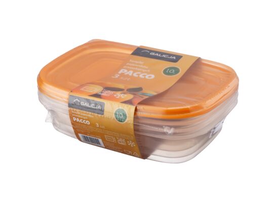 Komplet pojemników prostokątny PACCO 1,0 l 3 szt.