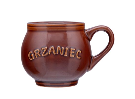 Kubek ceramiczny beczułka z uchem GRZANIEC 320 ml