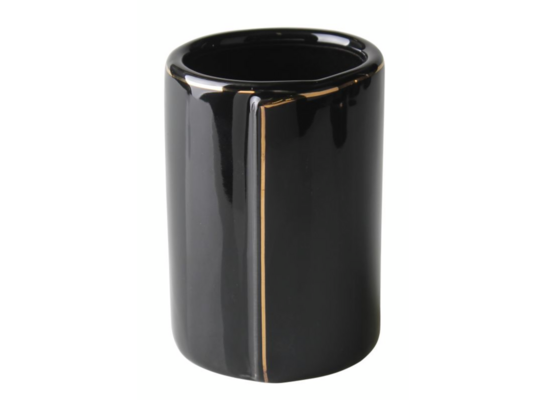Kubek na szczoteczki Fold 7 x 10 cm czarno-złoty