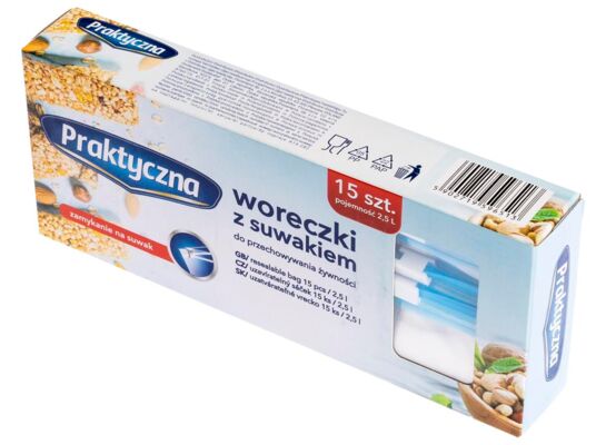 Woreczki z suwakiem Praktyczna 2,5 l 15 sztuk