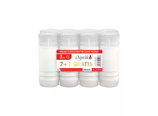 Wkład do zniczy BISPOL OGNIK parafinowy WP3 7+1