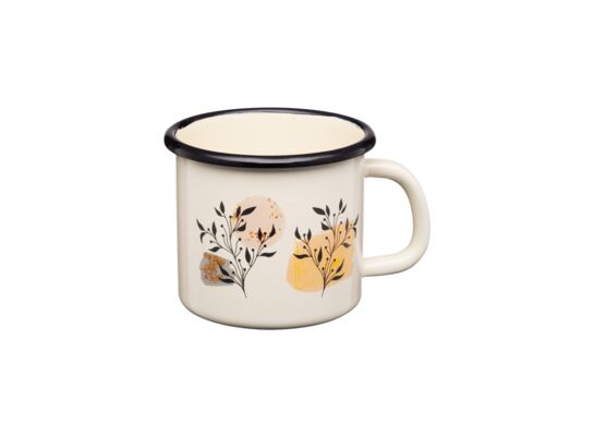 Kubek emaliowany z kalką Flores 12 cm 1 l wz. 3